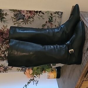 pollini black vintage leather riding boots size 7 B